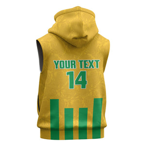South Africa Soccer 2026 Custom Sleeveless Zip Hoodie Bafana Bafana Kaofela Protea Yellow