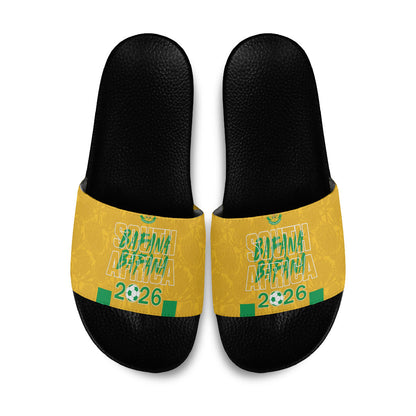 South Africa Soccer 2026 Slide Sandals Bafana Bafana Kaofela Protea Yellow