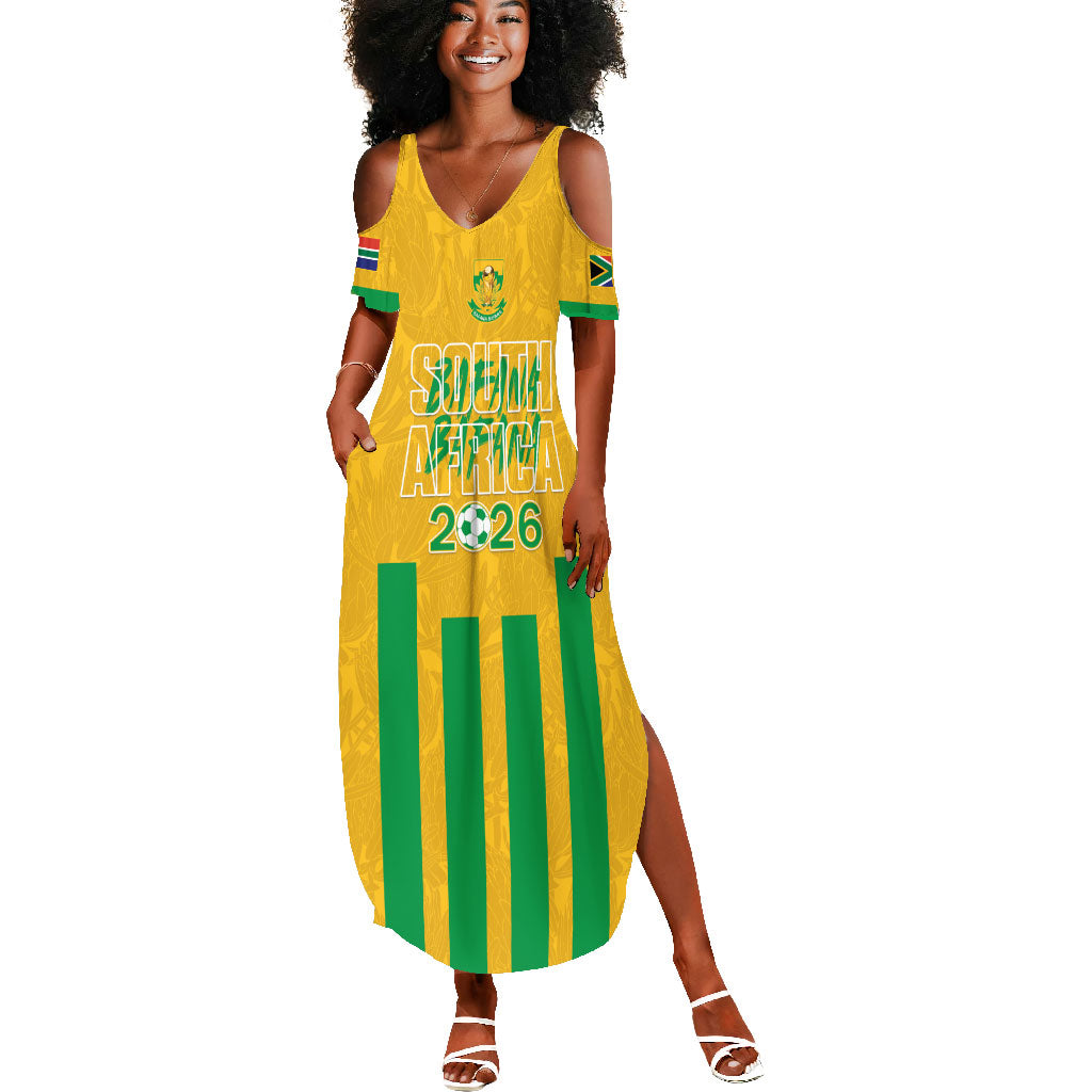 South Africa Soccer 2026 Custom Summer Maxi Dress Bafana Bafana Kaofela Protea Yellow