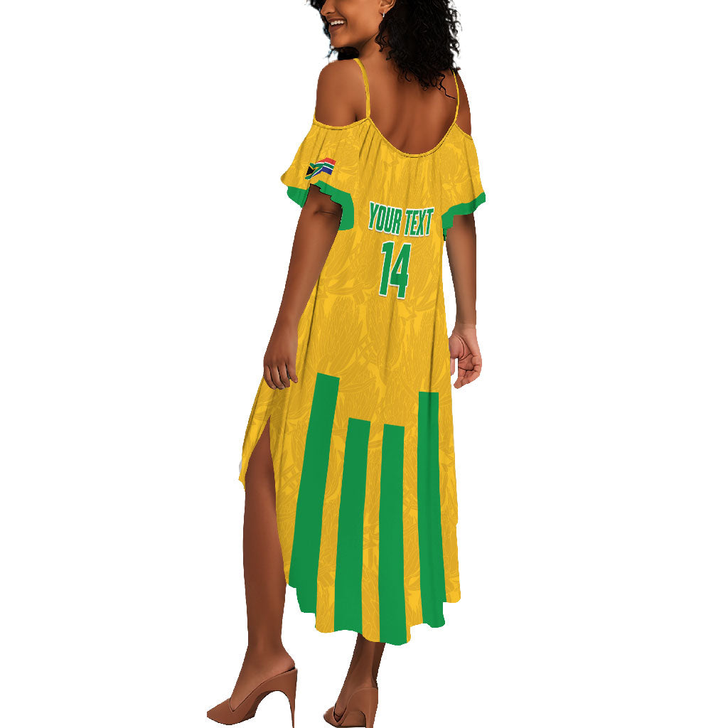 South Africa Soccer 2026 Custom Summer Maxi Dress Bafana Bafana Kaofela Protea Yellow
