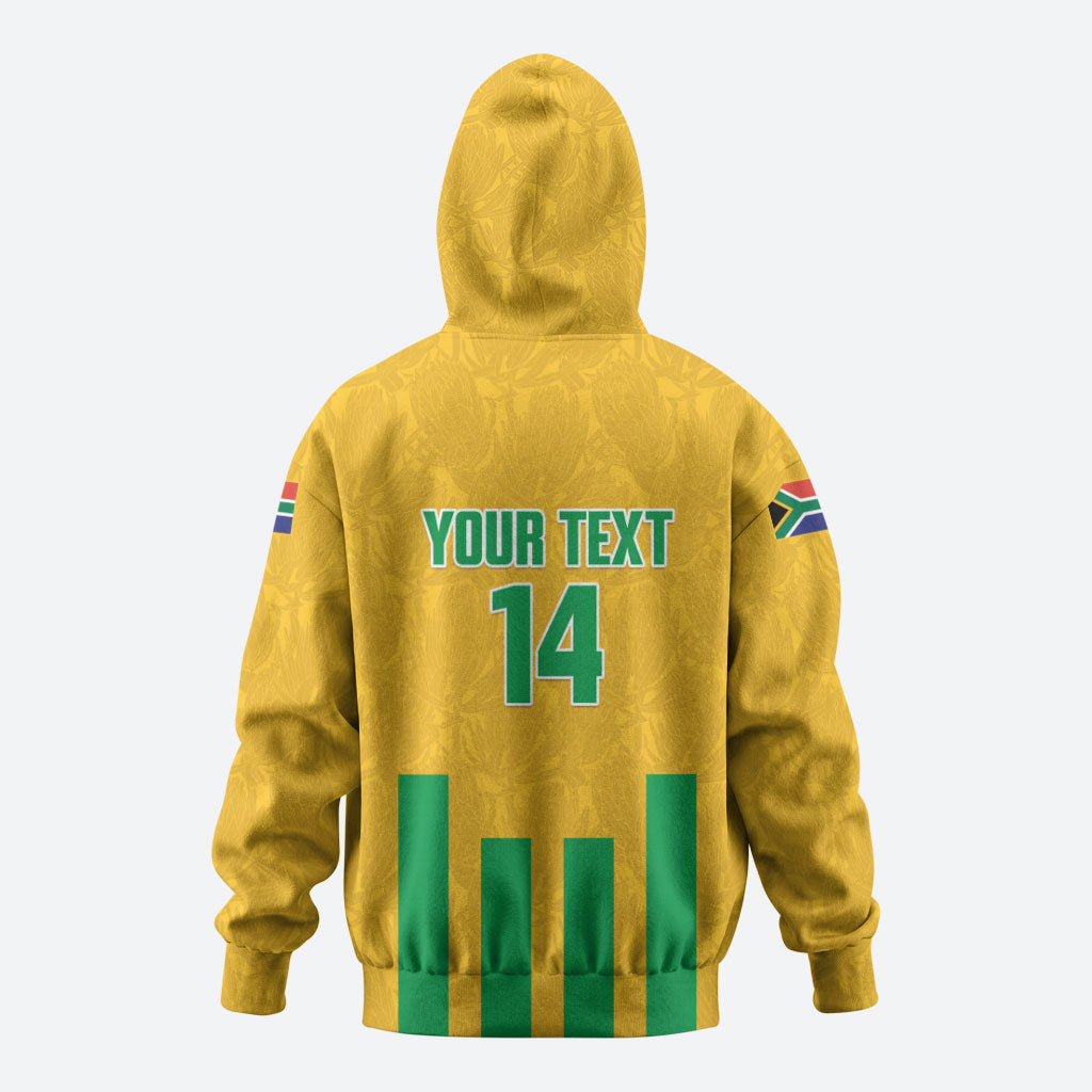 South Africa Soccer 2026 Custom Zip Hoodie Bafana Bafana Kaofela Protea Yellow