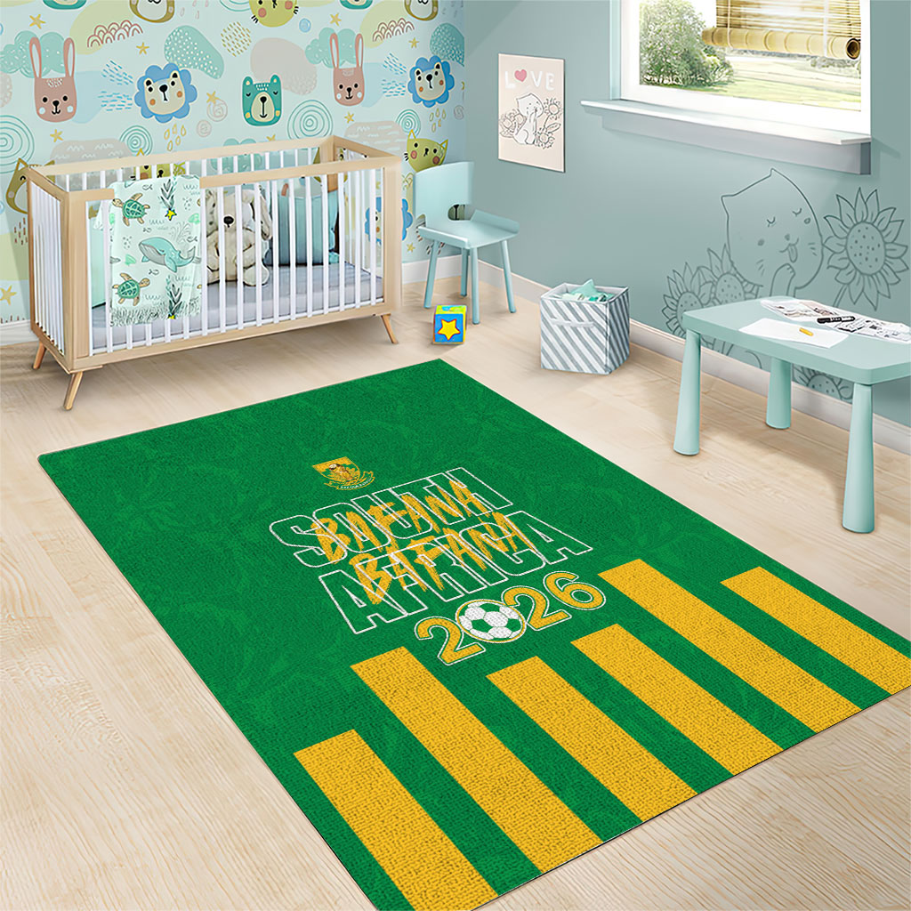 South Africa Soccer 2026 Area Rug Bafana Bafana Kaofela Protea Green