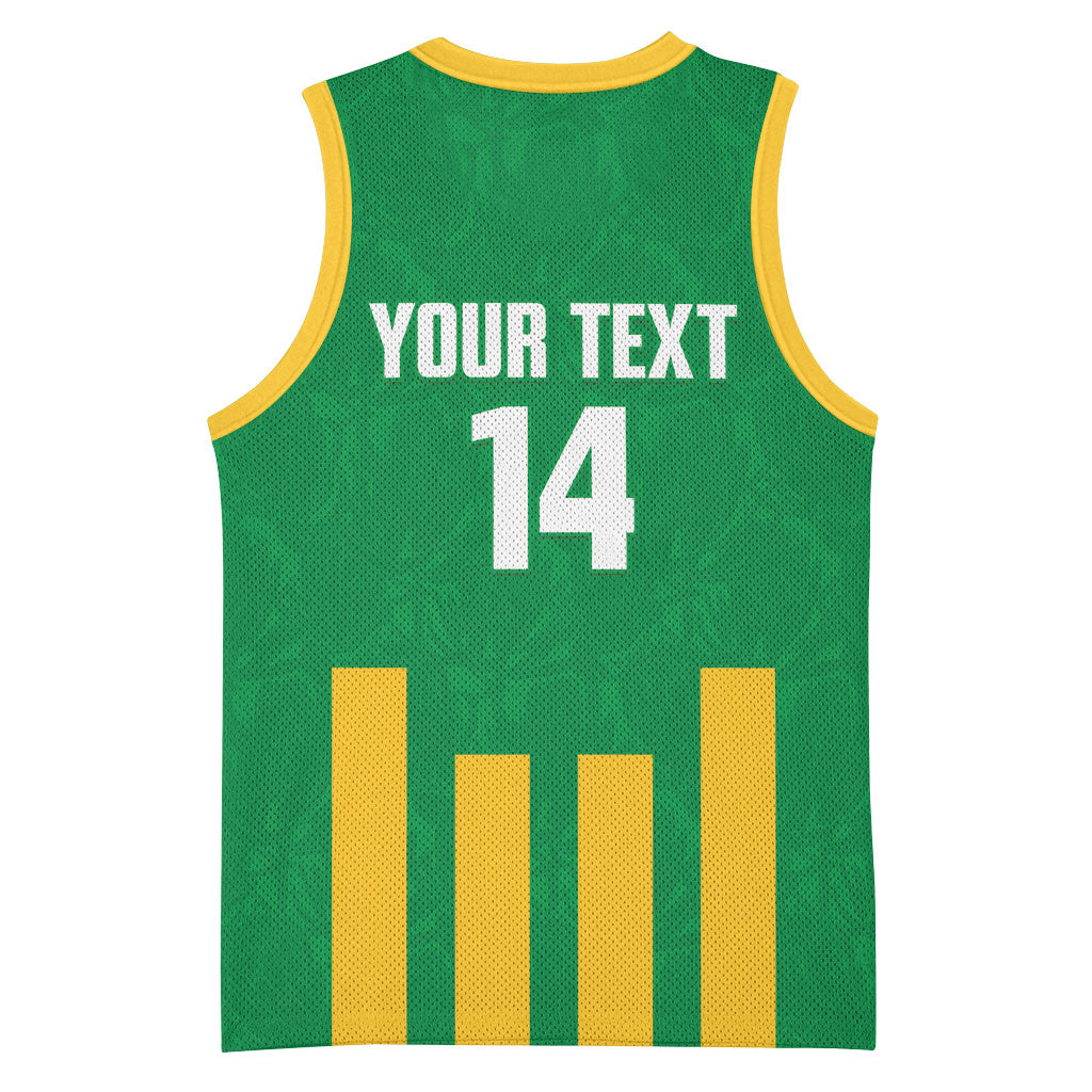 South Africa Soccer 2026 Custom Basketball Jersey Bafana Bafana Kaofela Protea Green