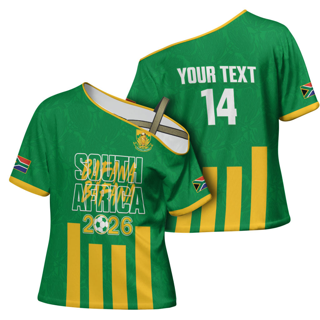 South Africa Soccer 2026 Custom Cross Shoulder Shirt Bafana Bafana Kaofela Protea Green