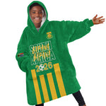 South Africa Soccer 2026 Custom Kid Wearable Blanket Hoodie Bafana Bafana Kaofela Protea Green