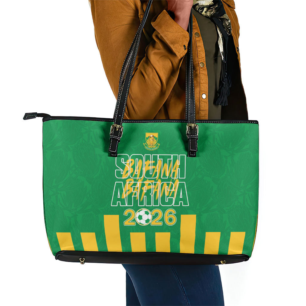 South Africa Soccer 2026 Leather Tote Bag Bafana Bafana Kaofela Protea Green