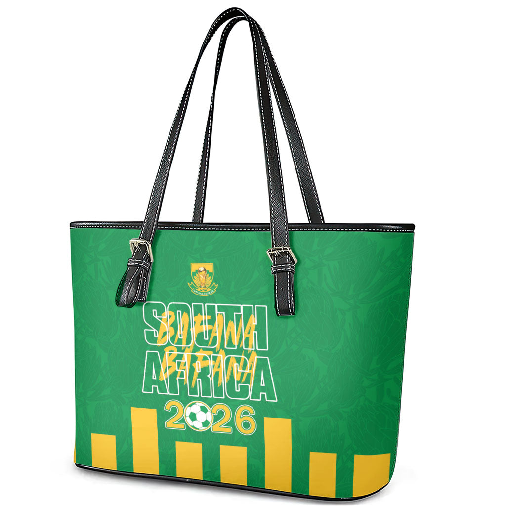South Africa Soccer 2026 Leather Tote Bag Bafana Bafana Kaofela Protea Green