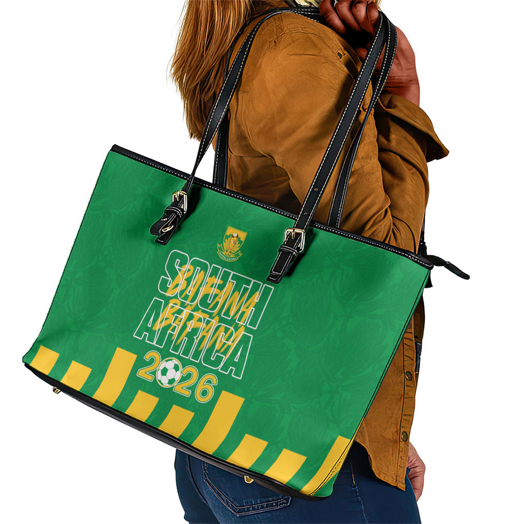 South Africa Soccer 2026 Leather Tote Bag Bafana Bafana Kaofela Protea Green