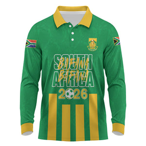 South Africa Soccer 2026 Custom Long Sleeve Polo Shirt Bafana Bafana Kaofela Protea Green