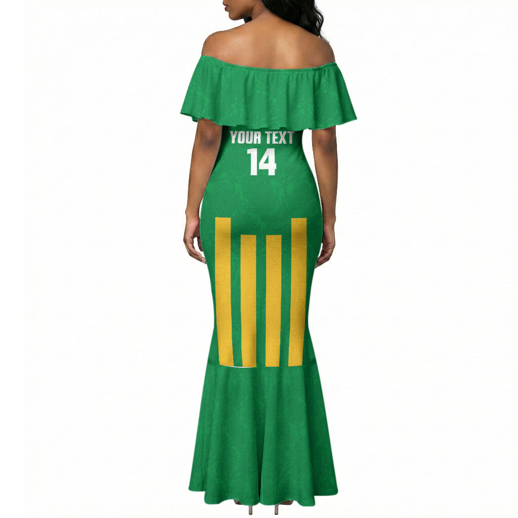 South Africa Soccer 2026 Custom Mermaid Dress Bafana Bafana Kaofela Protea Green