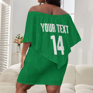 South Africa Soccer 2026 Custom Off Shoulder Short Dress Bafana Bafana Kaofela Protea Green