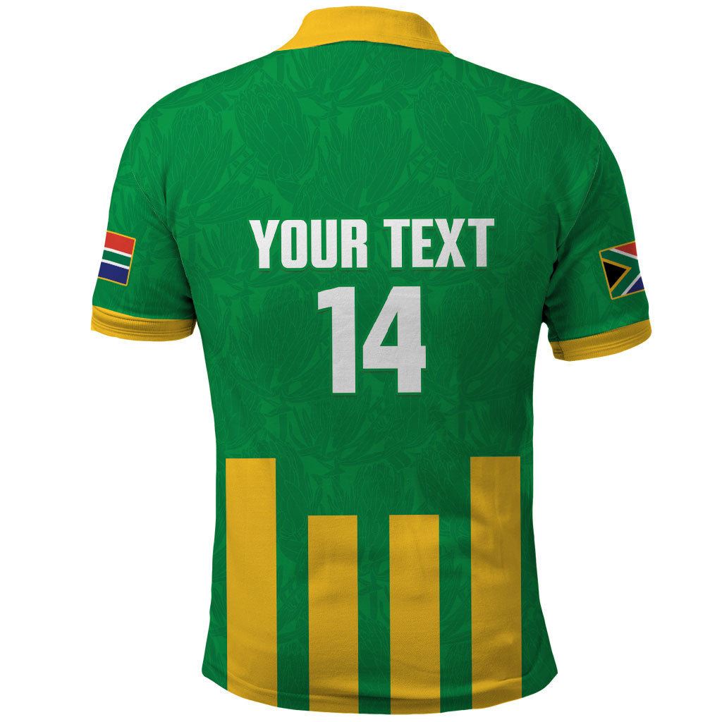 South Africa Soccer 2026 Custom Polo Shirt Bafana Bafana Kaofela Protea Green