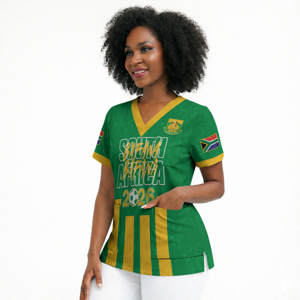 South Africa Soccer 2026 Custom Scrub Top Bafana Bafana Kaofela Protea Green