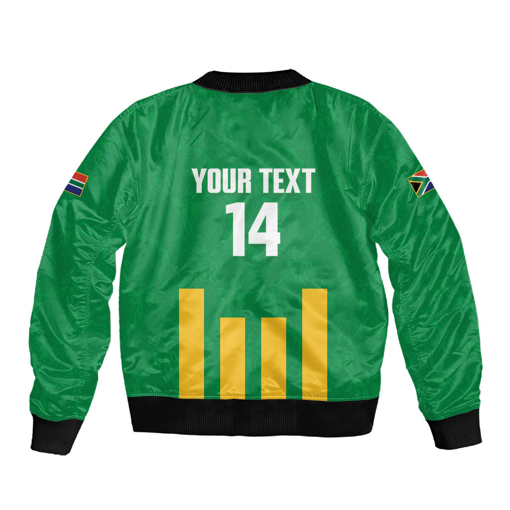 South Africa Soccer 2026 Custom Sleeve Zip Bomber Jacket Bafana Bafana Kaofela Protea Green