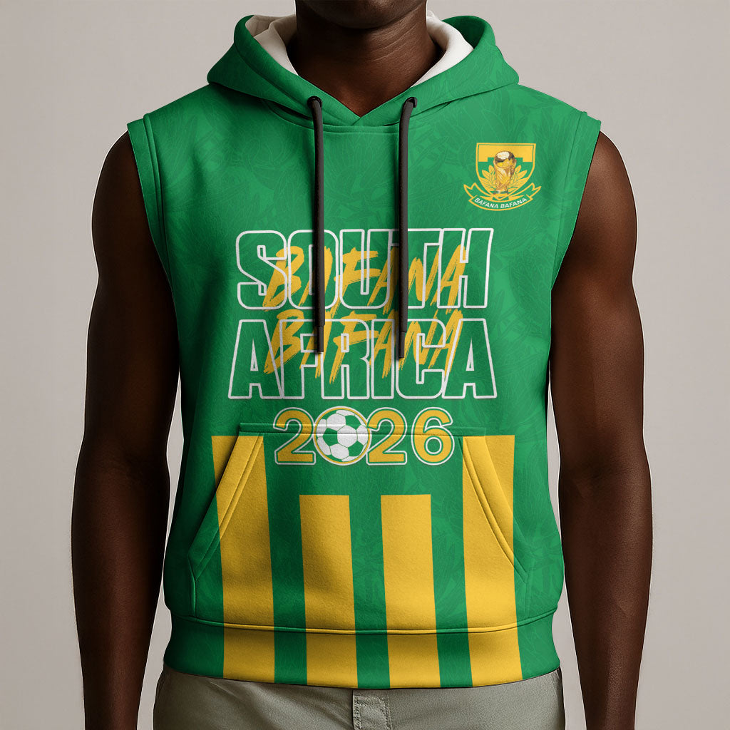 South Africa Soccer 2026 Custom Sleeveless Hoodie Bafana Bafana Kaofela Protea Green
