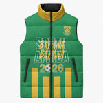 South Africa Soccer 2026 Custom Sleeveless Puffer Jacket Bafana Bafana Kaofela Protea Green