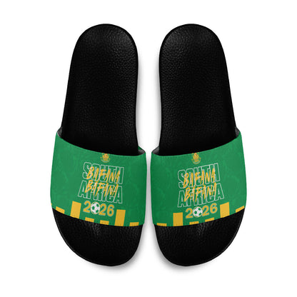 South Africa Soccer 2026 Slide Sandals Bafana Bafana Kaofela Protea Green