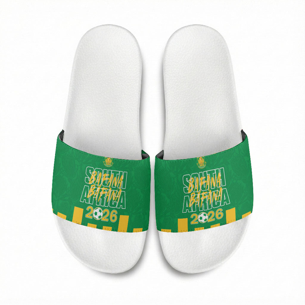 South Africa Soccer 2026 Slide Sandals Bafana Bafana Kaofela Protea Green