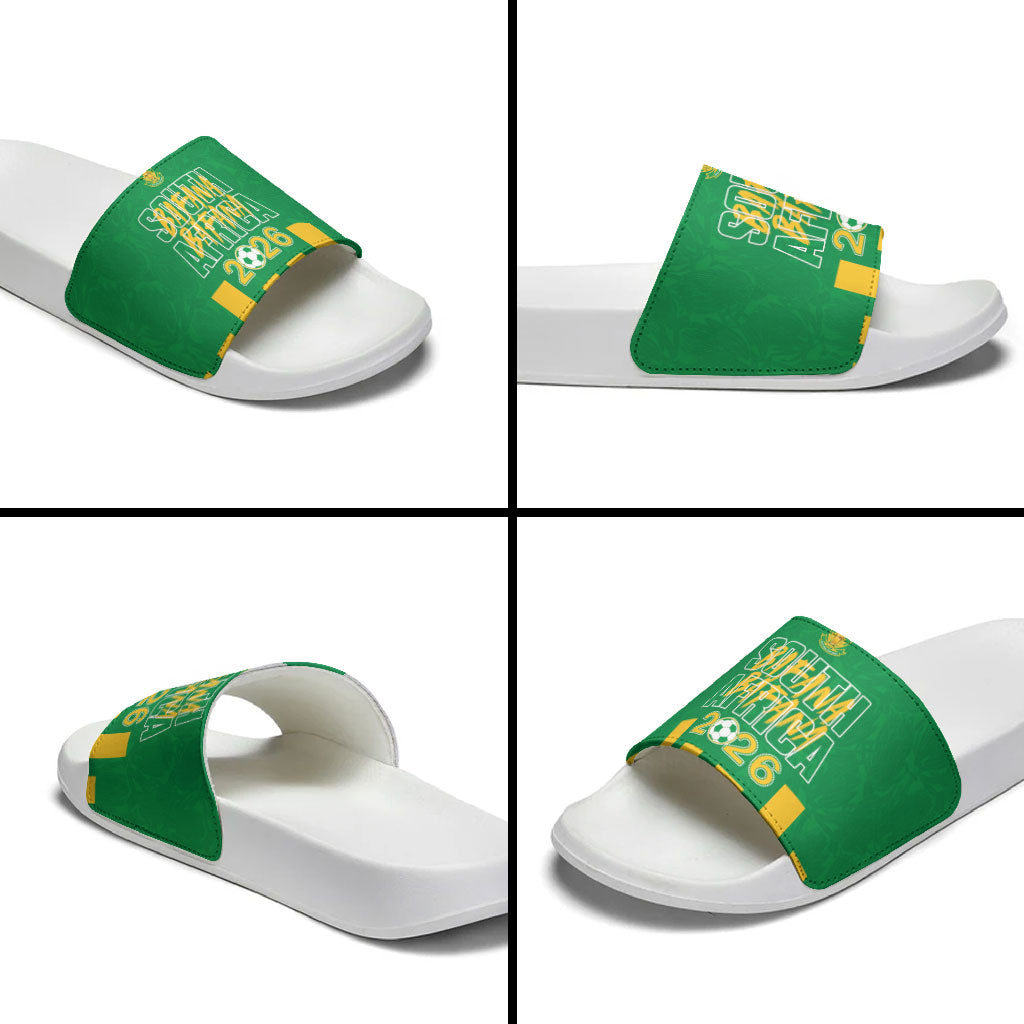 South Africa Soccer 2026 Slide Sandals Bafana Bafana Kaofela Protea Green