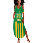 South Africa Soccer 2026 Custom Summer Maxi Dress Bafana Bafana Kaofela Protea Green