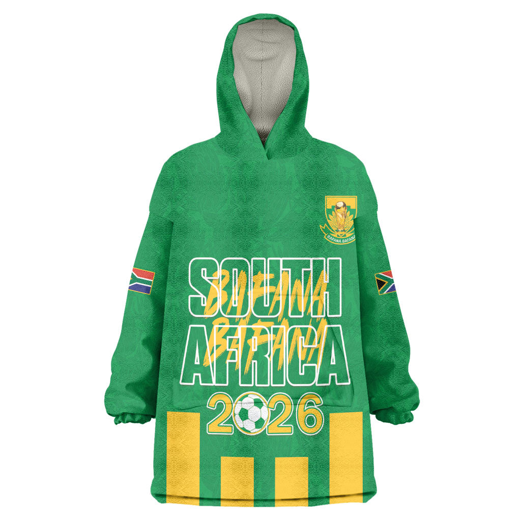 South Africa Soccer 2026 Custom Wearable Blanket Hoodie Bafana Bafana Kaofela Protea Green