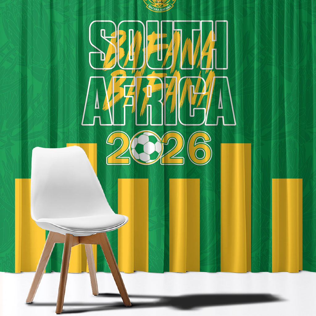 South Africa Soccer 2026 Window Curtain Bafana Bafana Kaofela Protea Green