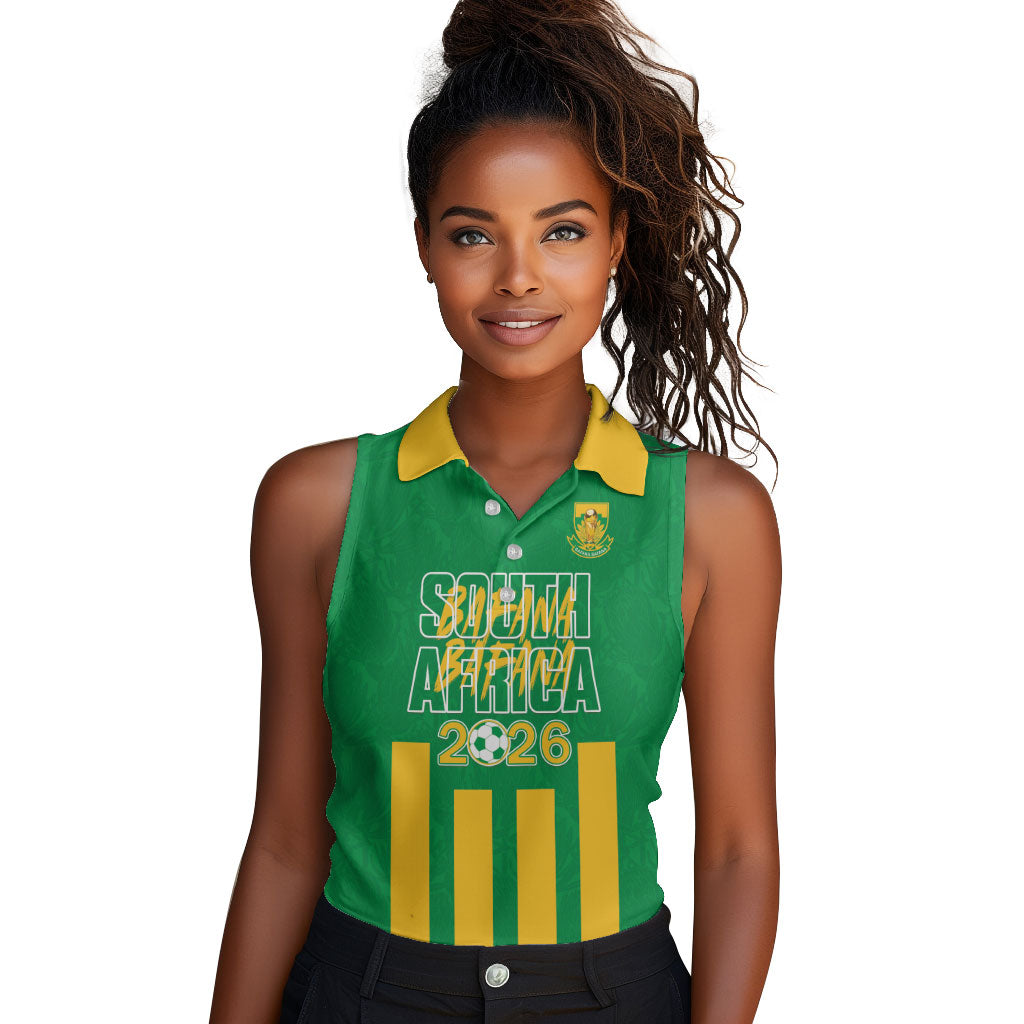 South Africa Soccer 2026 Custom Women Sleeveless Polo Shirt Bafana Bafana Kaofela Protea Green