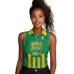 South Africa Soccer 2026 Custom Women Sleeveless Polo Shirt Bafana Bafana Kaofela Protea Green