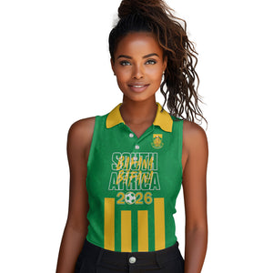 South Africa Soccer 2026 Custom Women Sleeveless Polo Shirt Bafana Bafana Kaofela Protea Green