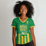 South Africa Soccer 2026 Custom Women V-Neck T-Shirt Bafana Bafana Kaofela Protea Green