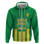 South Africa Soccer 2026 Custom Zip Hoodie Bafana Bafana Kaofela Protea Green