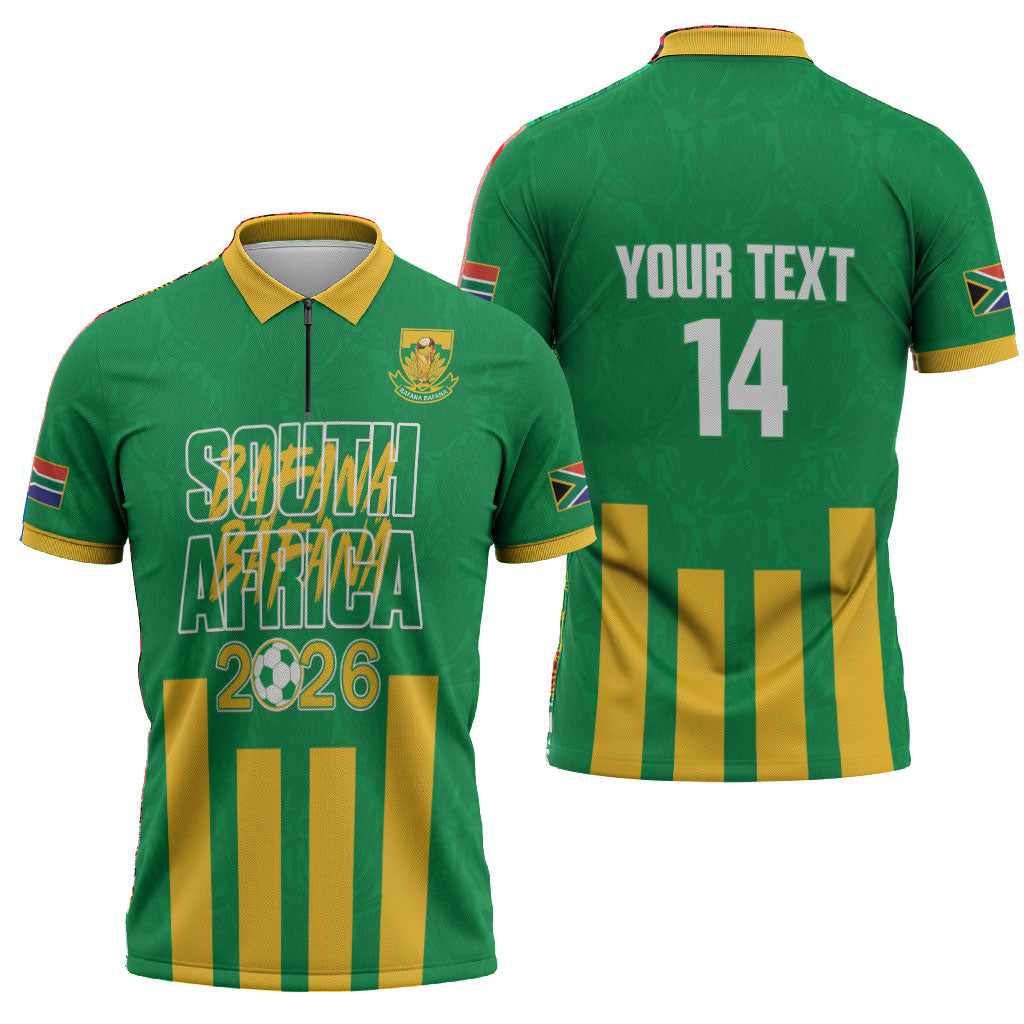 South Africa Soccer 2026 Custom Zipper Polo Shirt Bafana Bafana Kaofela Protea Green