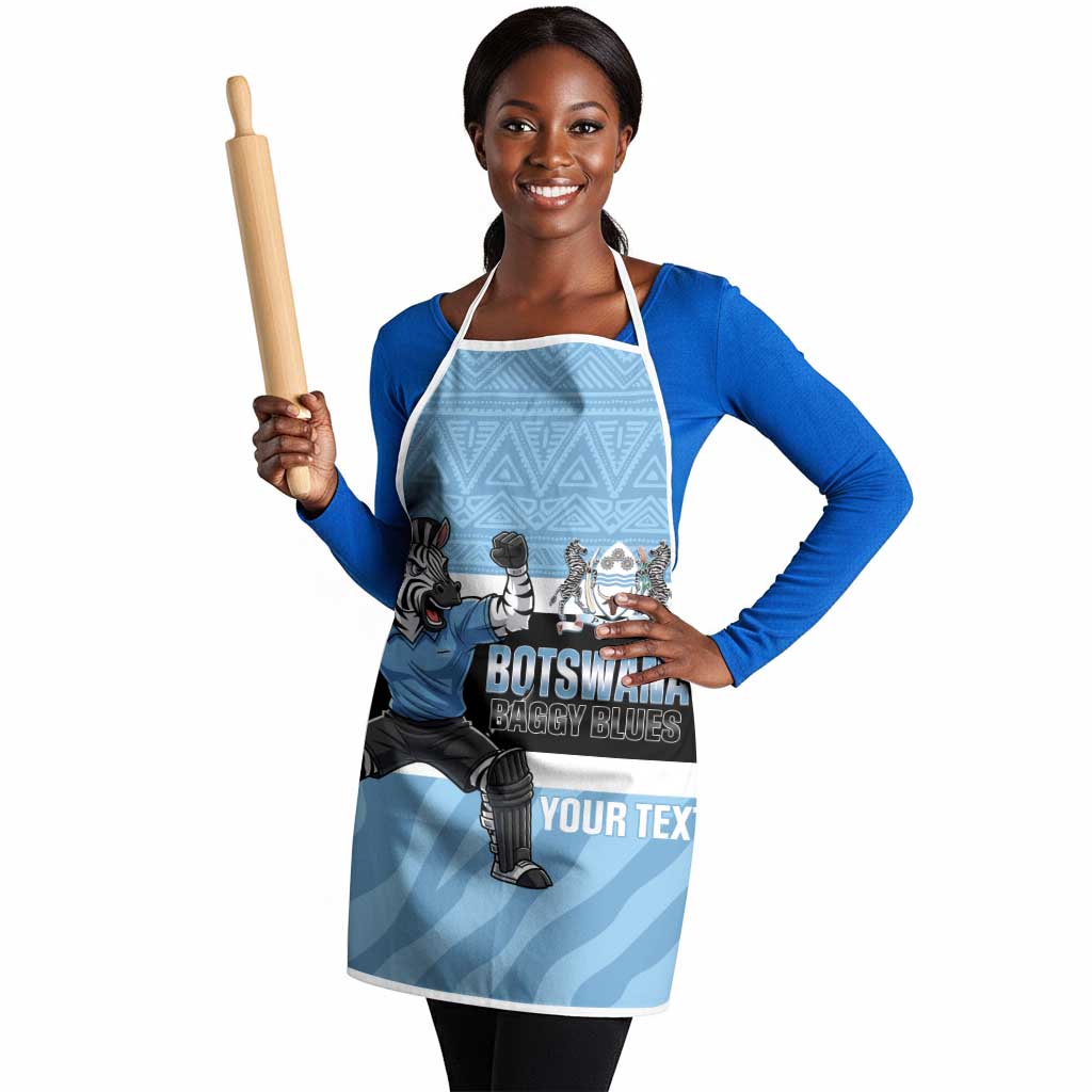 Custom Botswana Cricket Apron Go Baggy Blues Zebra Mascot