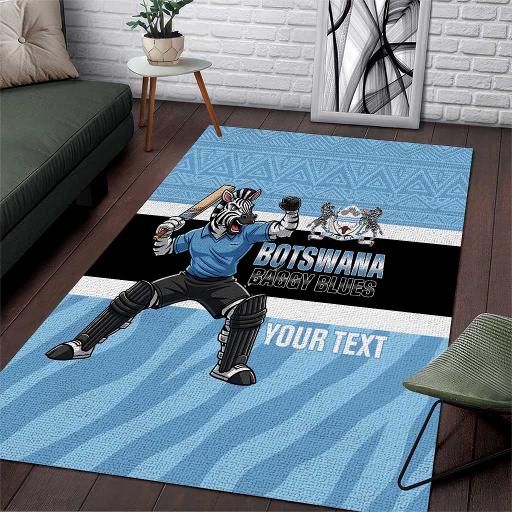 Afro Cricket Botswana Custom Area Rug Go Baggy Blues Zebra Mascot - African Pride