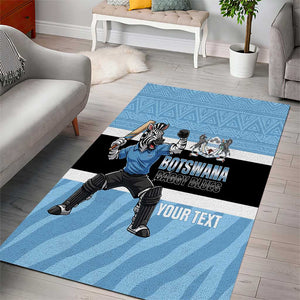 Afro Cricket Botswana Custom Area Rug Go Baggy Blues Zebra Mascot - African Pride