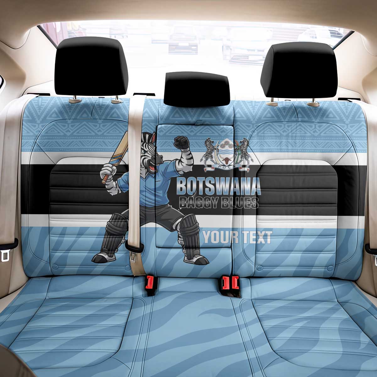 Afro Cricket Botswana Custom Back Car Seat Cover Go Baggy Blues Zebra Mascot - African Pride