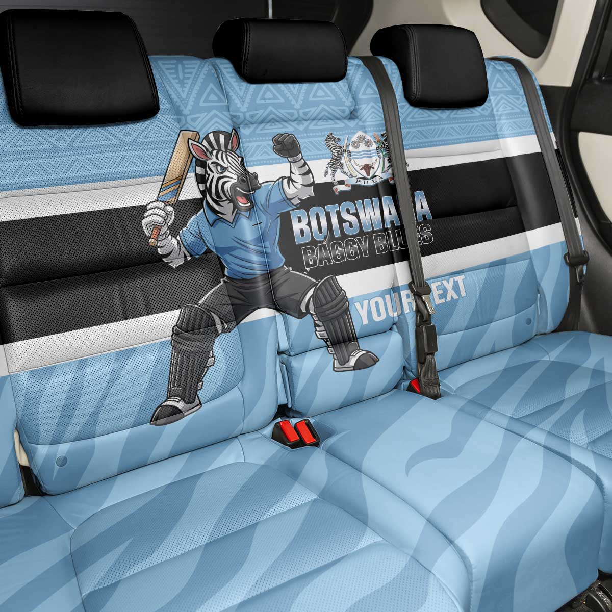 Afro Cricket Botswana Custom Back Car Seat Cover Go Baggy Blues Zebra Mascot - African Pride