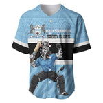 Afro Cricket Botswana Custom Baseball Jersey Go Baggy Blues Zebra Mascot - African Pride
