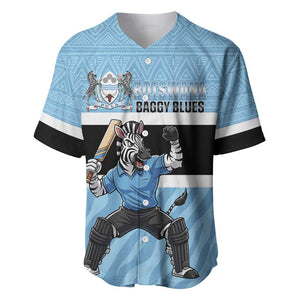Afro Cricket Botswana Custom Baseball Jersey Go Baggy Blues Zebra Mascot - African Pride