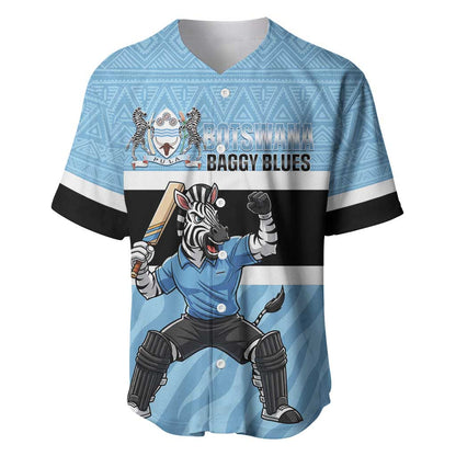 Afro Cricket Botswana Custom Baseball Jersey Go Baggy Blues Zebra Mascot - African Pride