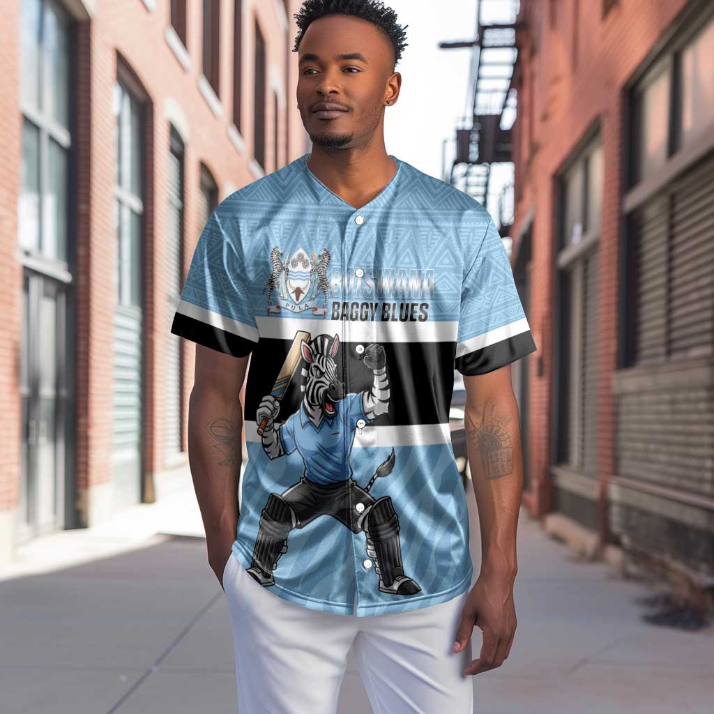 Afro Cricket Botswana Custom Baseball Jersey Go Baggy Blues Zebra Mascot - African Pride
