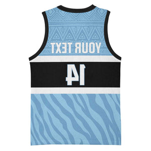 Afro Cricket Botswana Custom Basketball Jersey Go Baggy Blues Zebra Mascot - African Pride