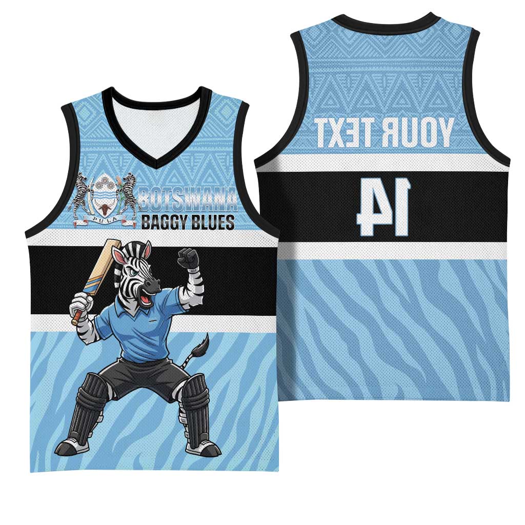 Afro Cricket Botswana Custom Basketball Jersey Go Baggy Blues Zebra Mascot - African Pride