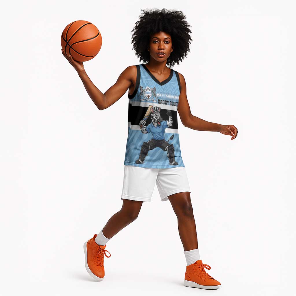 Afro Cricket Botswana Custom Basketball Jersey Go Baggy Blues Zebra Mascot - African Pride