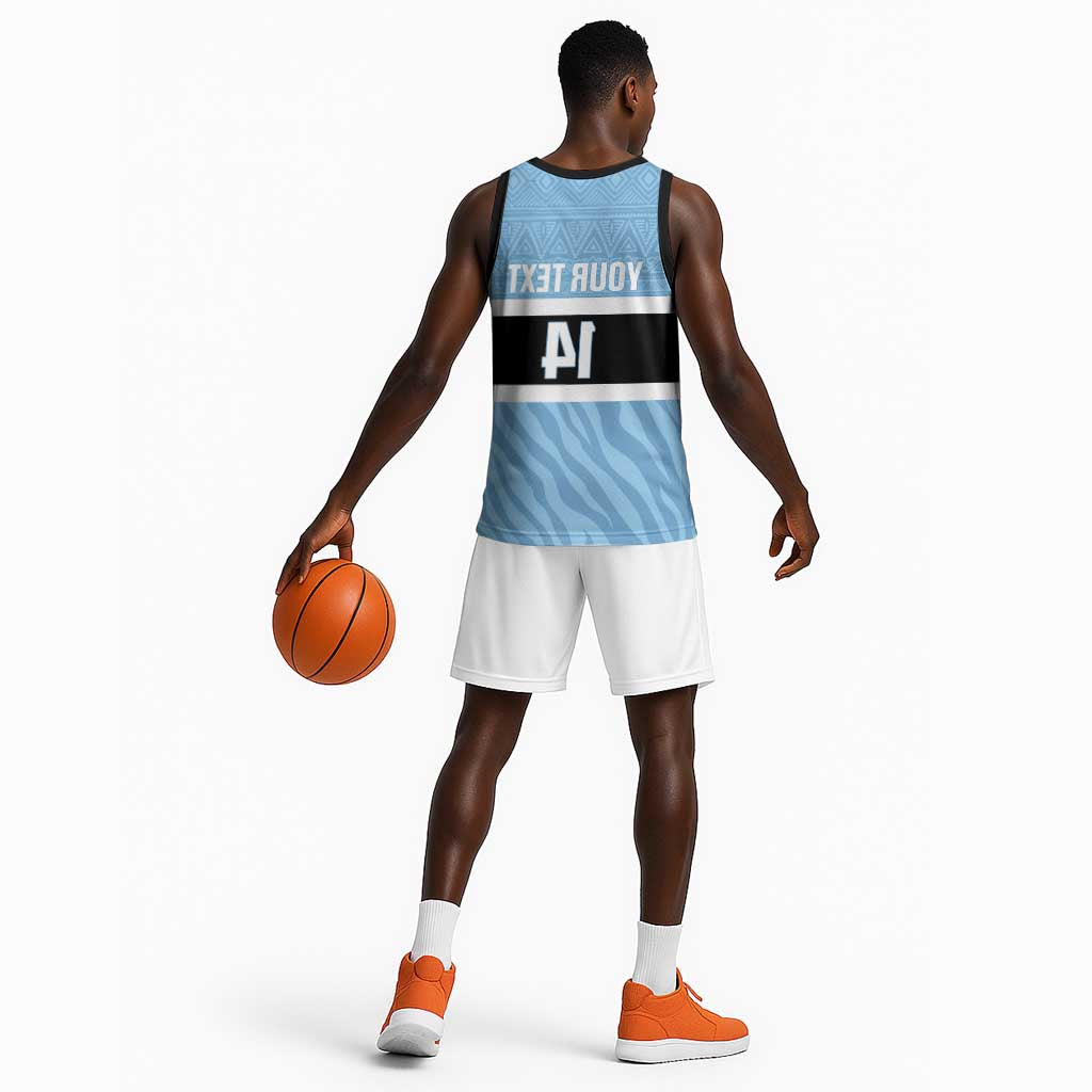 Afro Cricket Botswana Custom Basketball Jersey Go Baggy Blues Zebra Mascot - African Pride