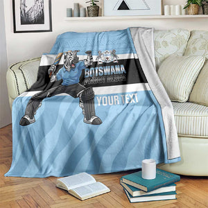 Afro Cricket Botswana Custom Blanket Go Baggy Blues Zebra Mascot - African Pride