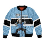 Afro Cricket Botswana Custom Bomber Jacket Go Baggy Blues Zebra Mascot - African Pride