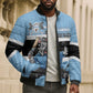 Custom Botswana Cricket Bomber Puffer Jacket Go Baggy Blues Zebra Mascot