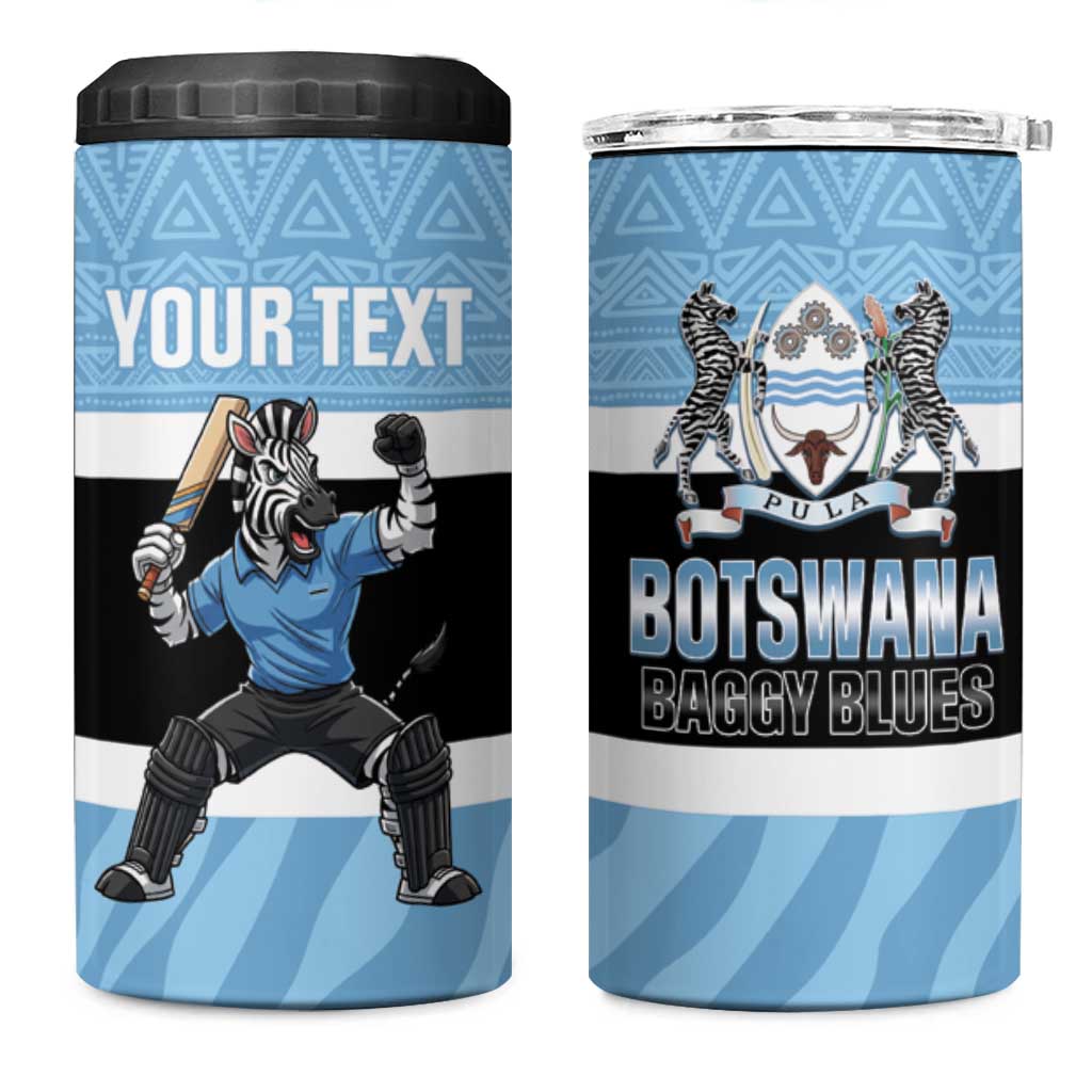 Afro Cricket Botswana Custom 4 in 1 Can Cooler Tumbler Go Baggy Blues Zebra Mascot - African Pride
