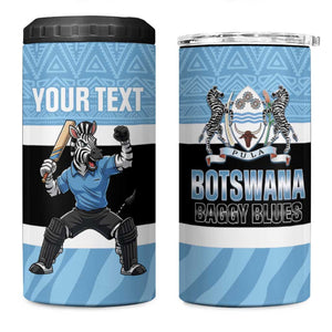 Afro Cricket Botswana Custom 4 in 1 Can Cooler Tumbler Go Baggy Blues Zebra Mascot - African Pride